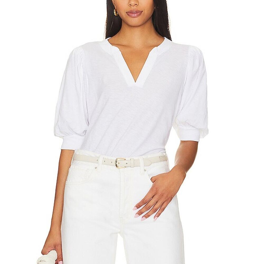 Nation Ltd Puff Sleeve White Lou Blouse Size S